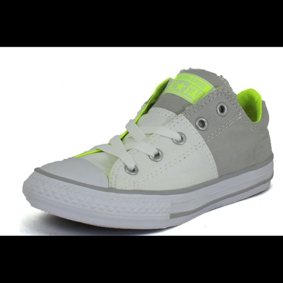 Converse Chuck Taylor All Star Low‎ Top Sneakers Gray White Neon Yellow - Picture 2 of 7